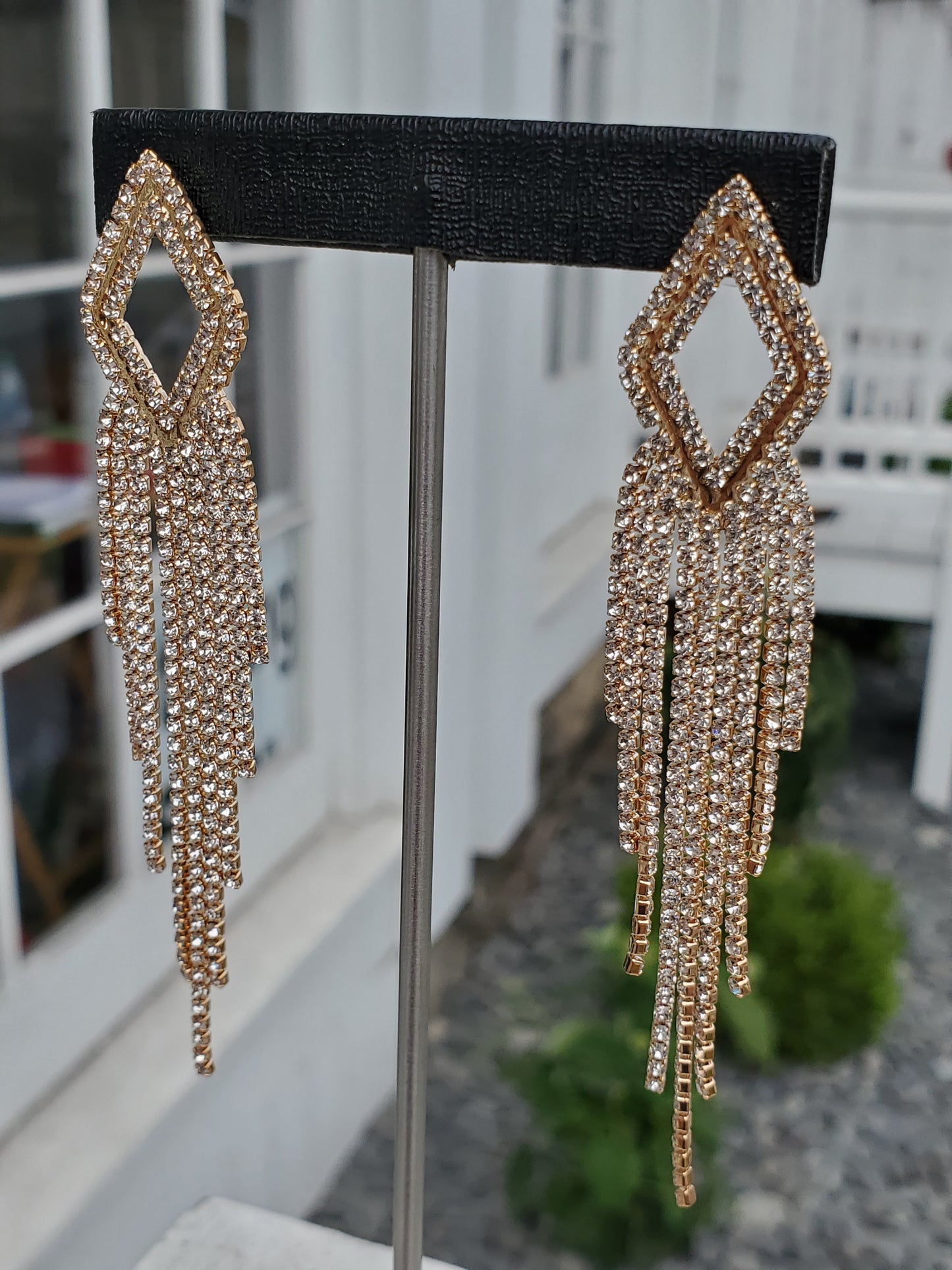 Silver Plated Clear Crystal Chandelier Dangle Earrings