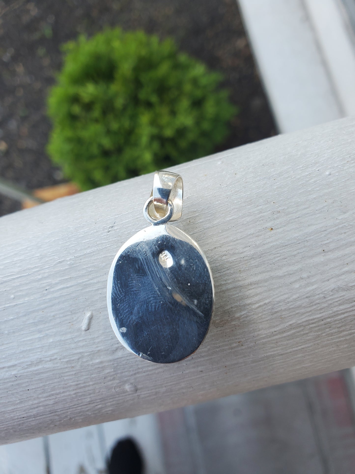 925 Sterling Silver Oval Larimar Bezel Set Charm Pendant