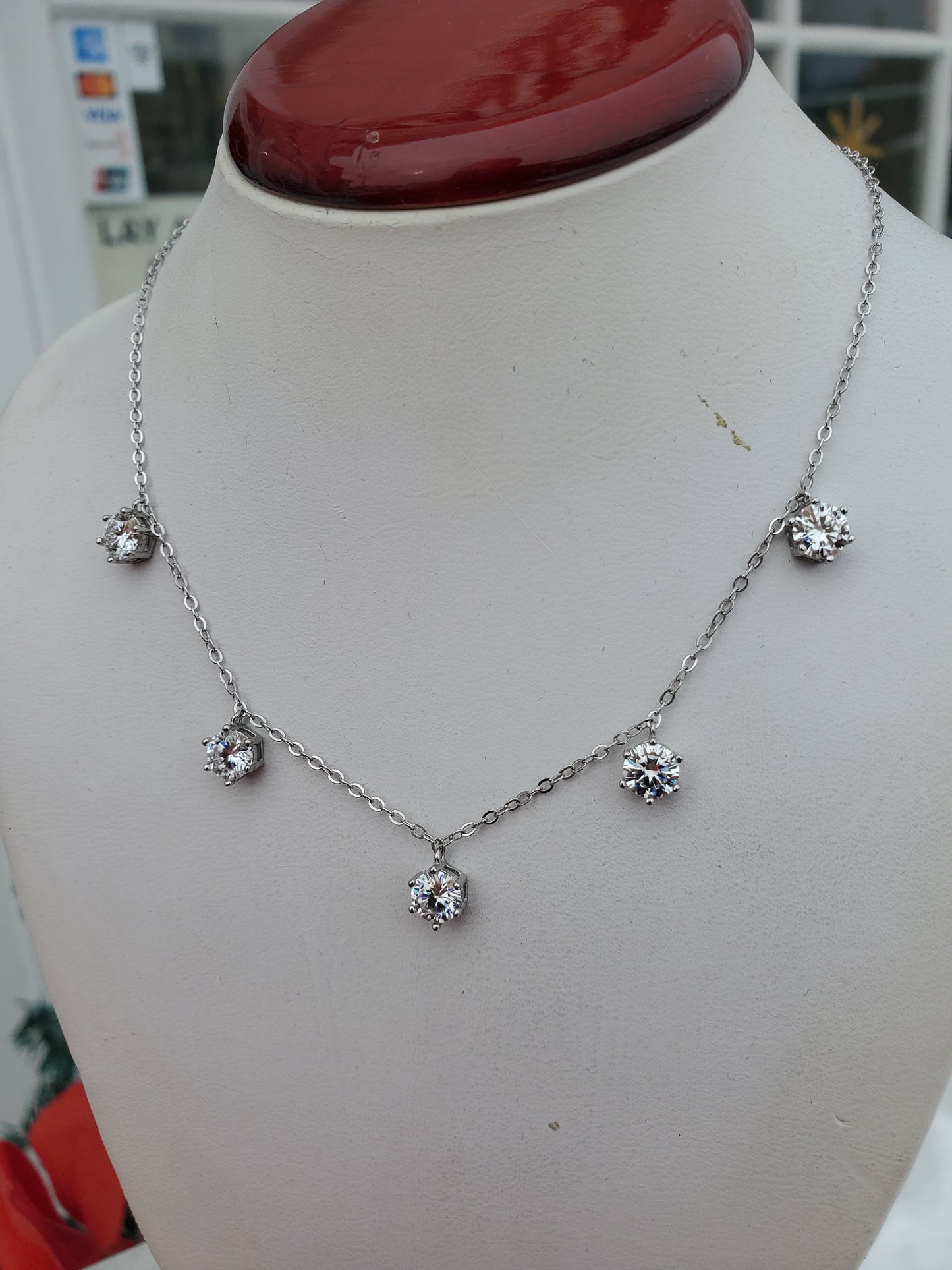 925 Sterling Silver 2.50 tcw Moissanite Stationed Diamond Necklace