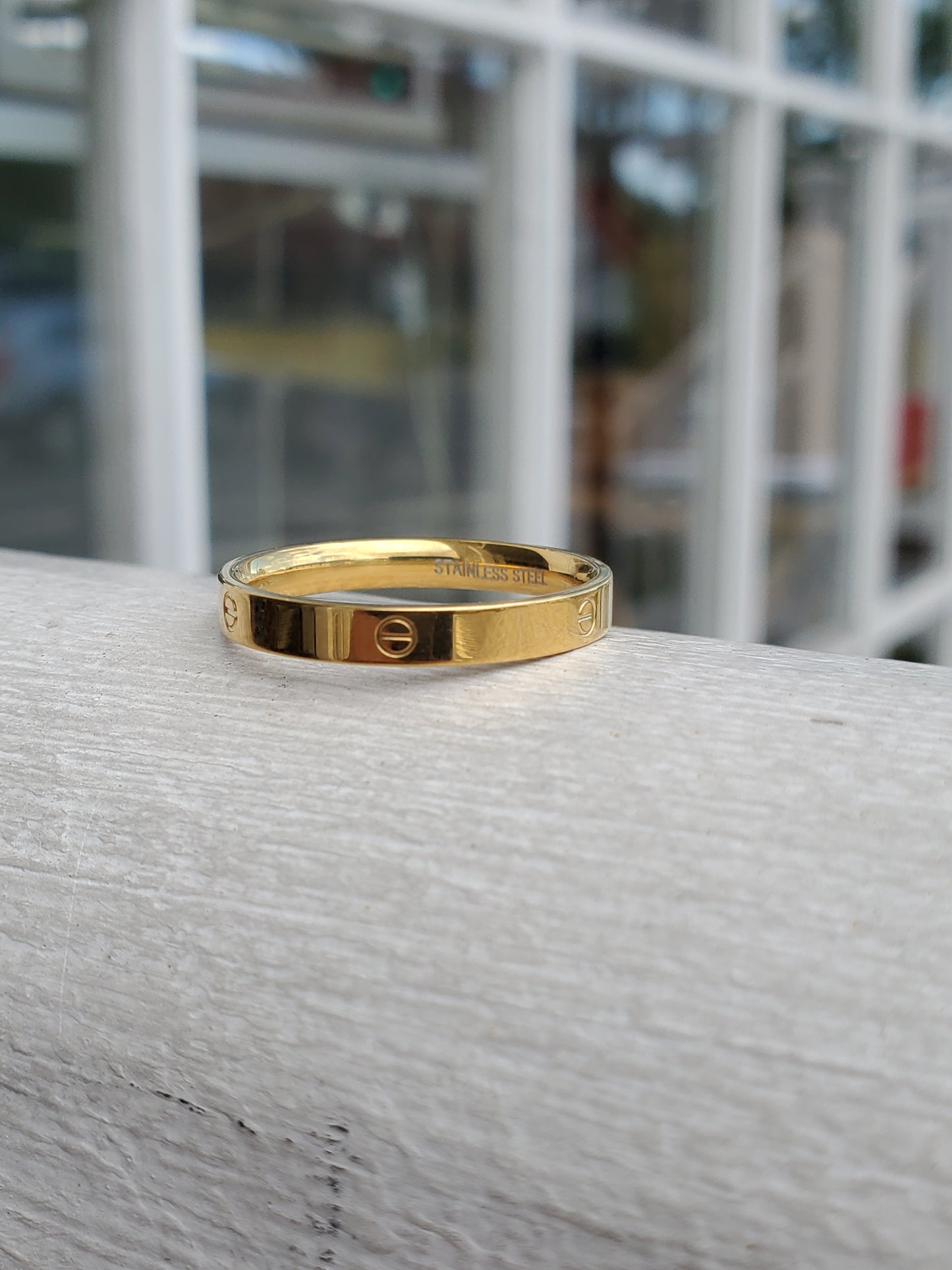 Stainless Steel Thin Love Cartier Style Band Ring