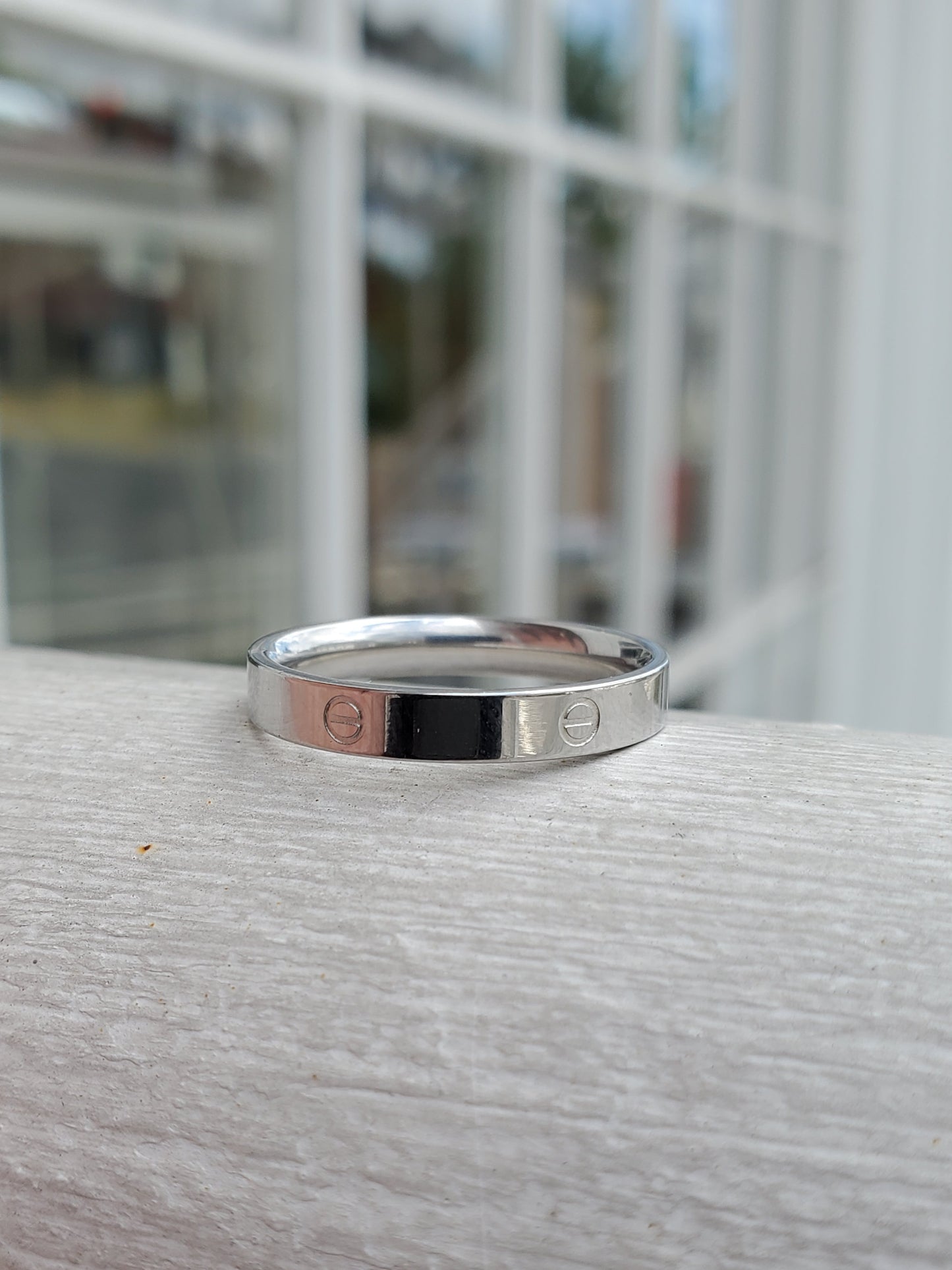 Stainless Steel Thin Love Cartier Style Band Ring