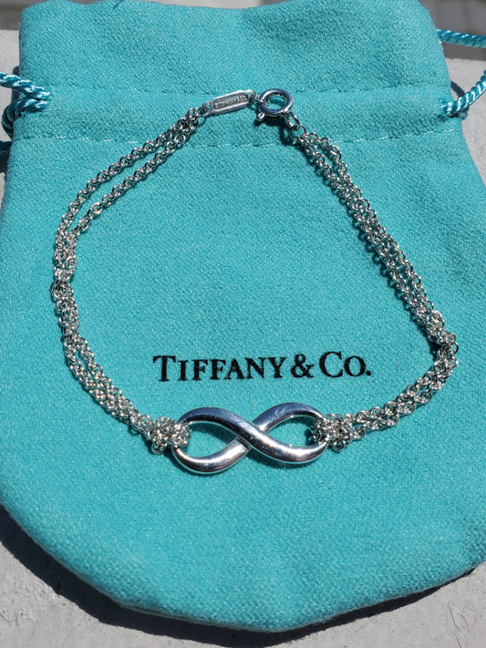 925 Sterling Silver Tiffany & Co. Infinity Double link chain bracelet