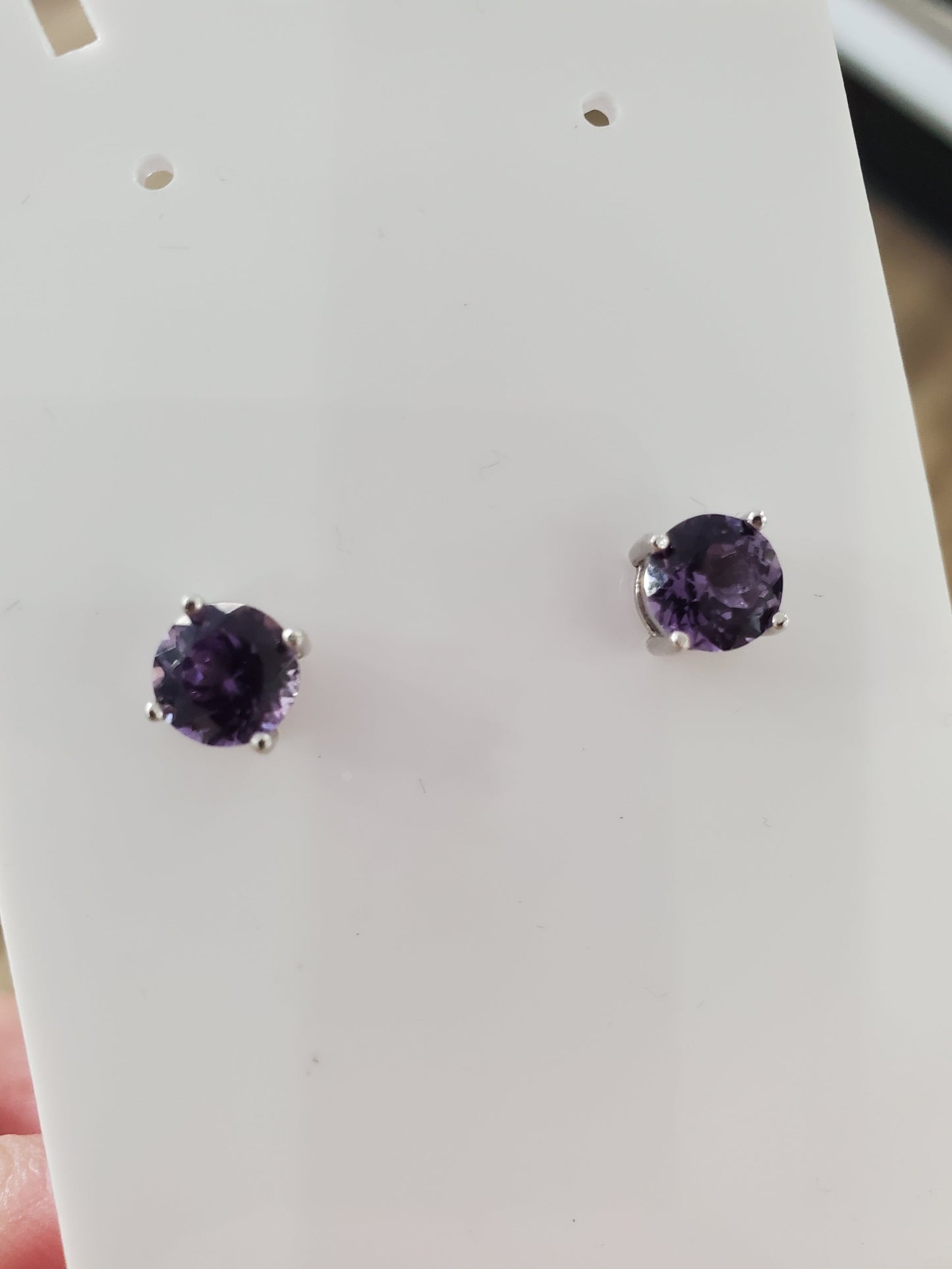 925 Sterling Silver Simulated Alexandrite Stud Earrings