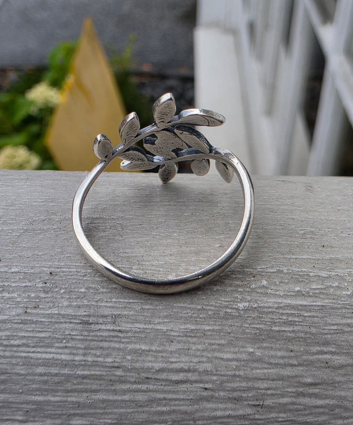 925 Sterling Silver Ivy Leaf Bypass Wrap Ring