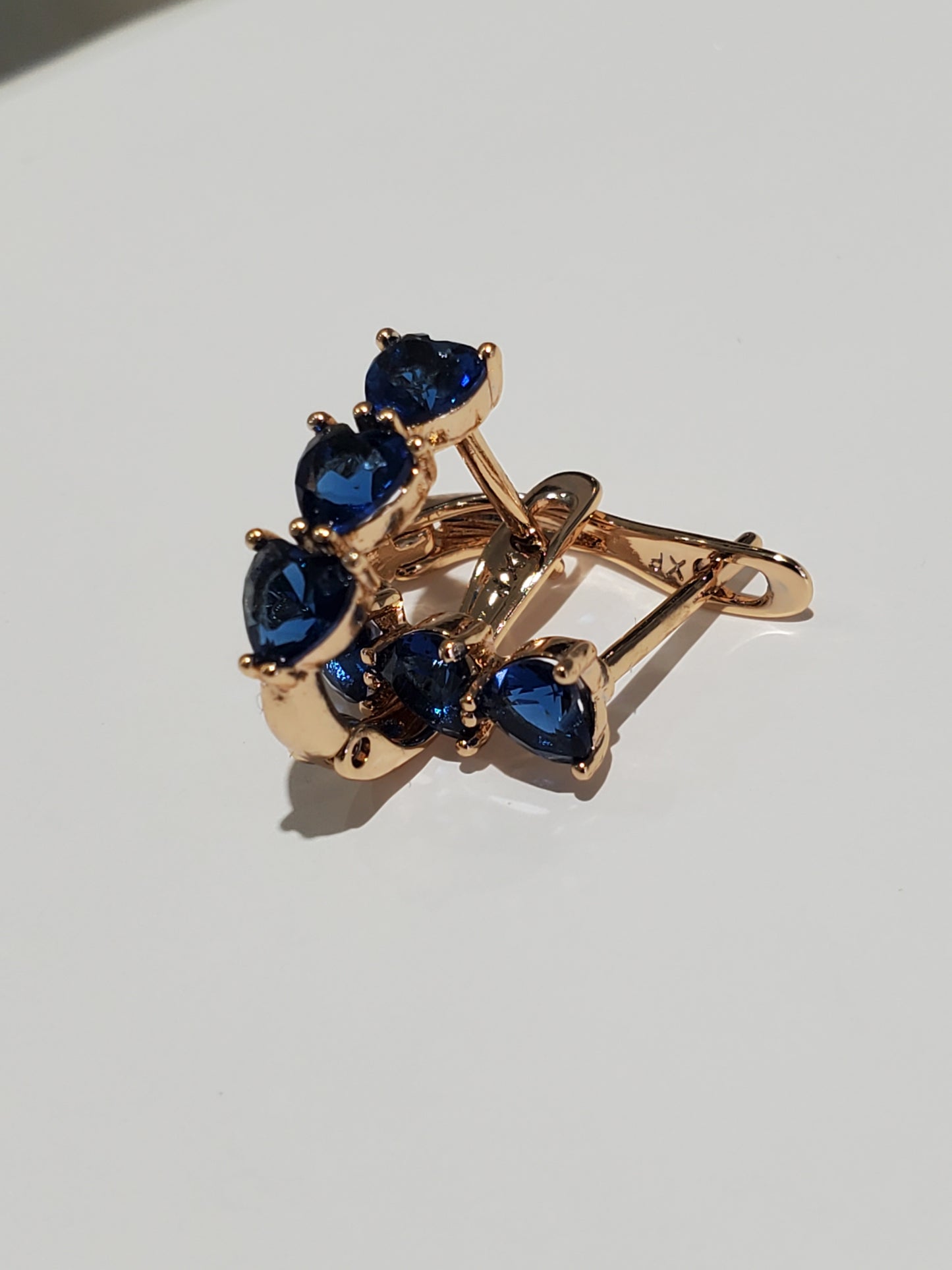 Stainless Steel Gold Plated Triple Heart Leaver-Snap Huggie Hoop Earrings