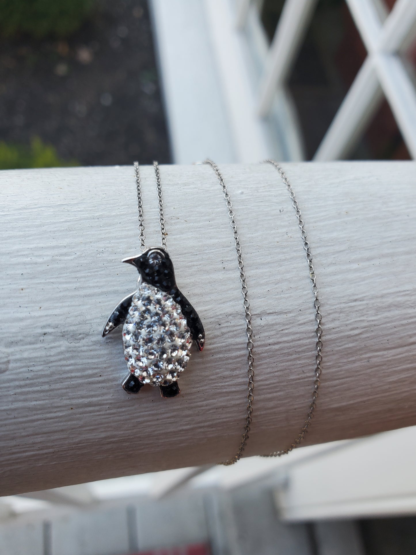925 Sterling Silver Swarovski Elements Sparklinh Penguin Necklace