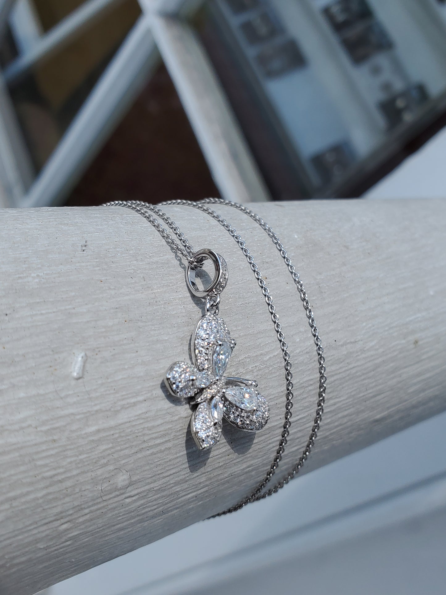 925 Sterling Silver 2.00 tcw Moissanite Diamond Butterfly Pendant Necklace
