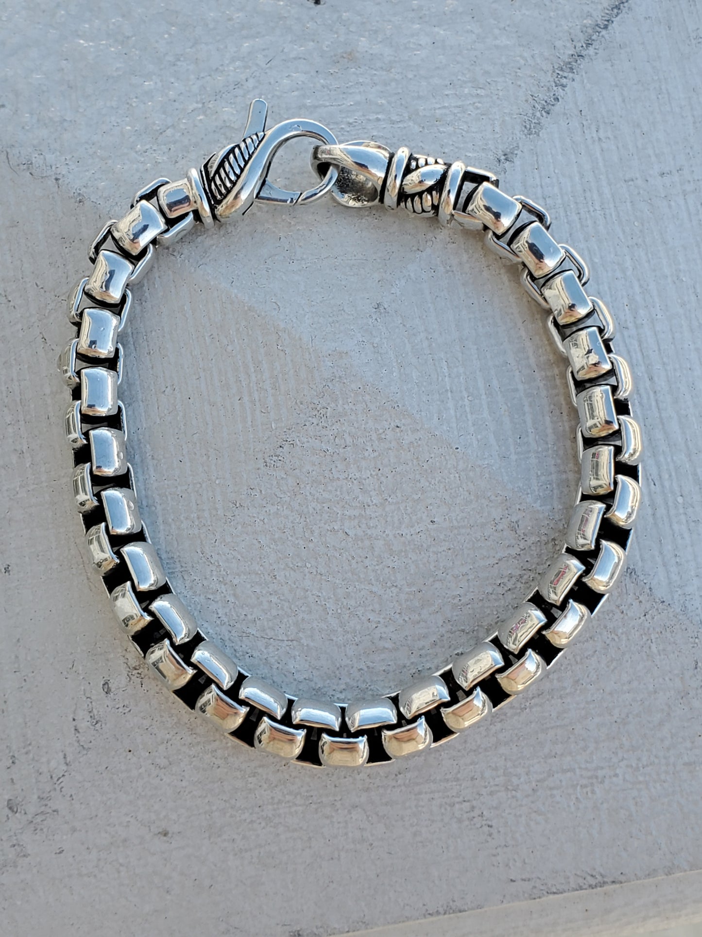 925 Sterling Silver Designer JAI John Hardy 7mm Rounded Box Chain Cable Bracelet