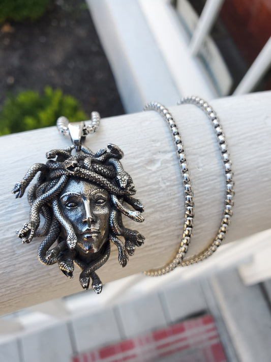 Stainless Steel Medusa Head Greek Methodology Perseus Necklace