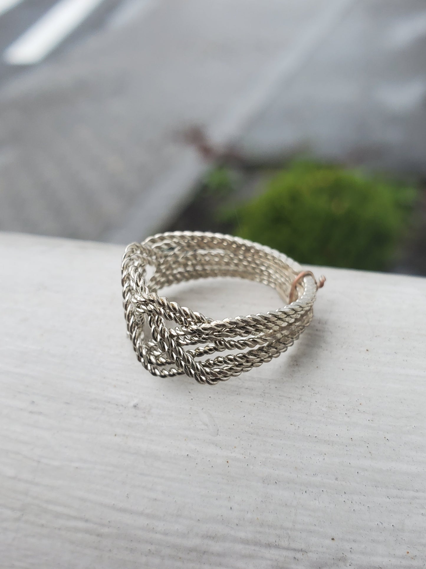 925 Sterling Silver 8-Band Twisted Cable Wire Puzzle Ring