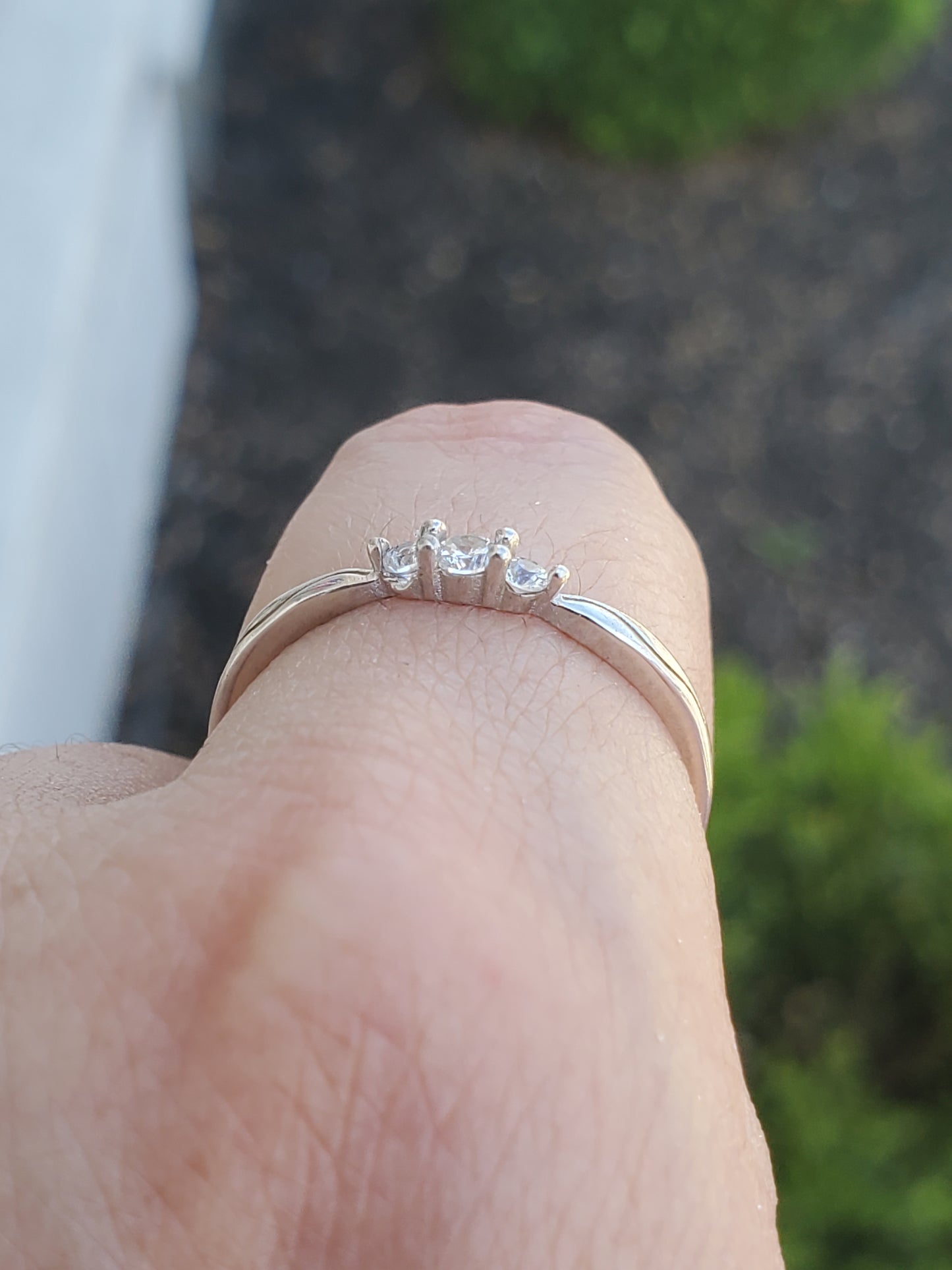 925 Sterling Silver Thin Gauge Past Present Future CZ Zirconia Stack Band Ring Size 9