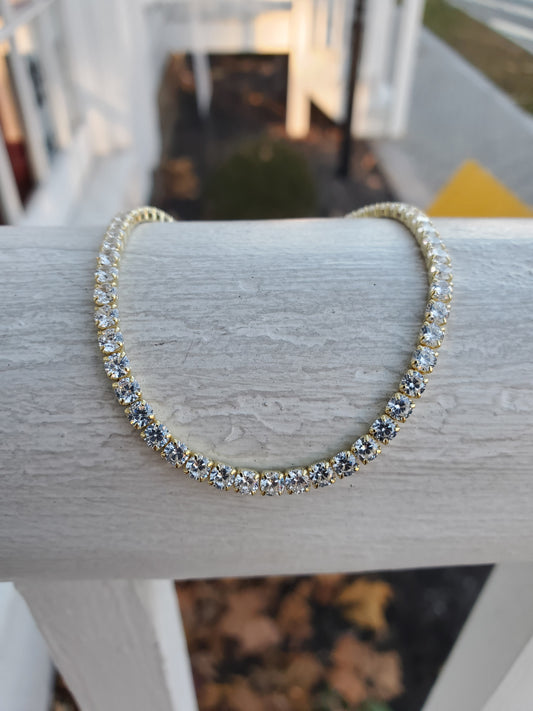 925 Sterling Silver Vermeil Zirconia Tennis Bracelet with Extension