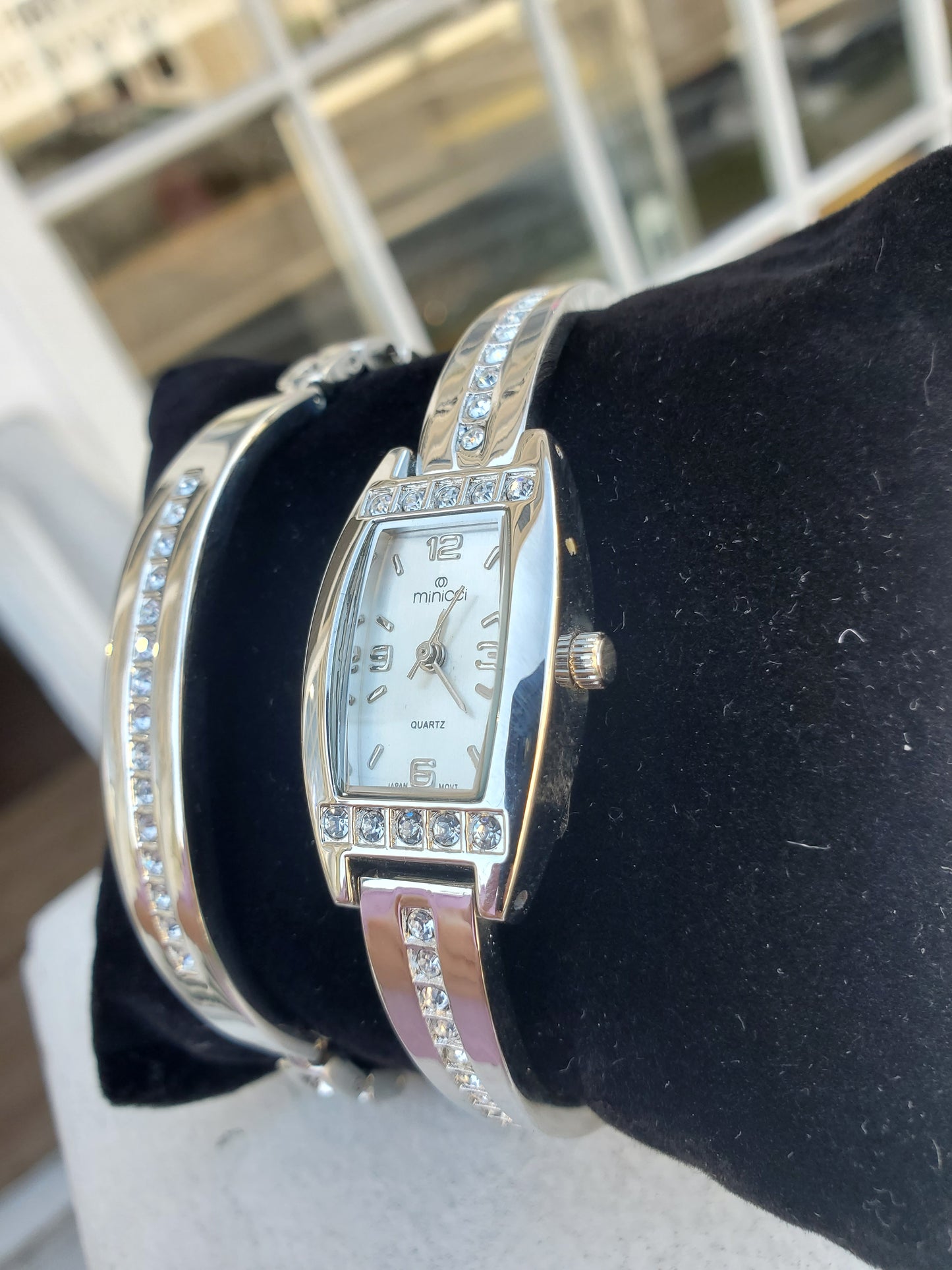 Minco Stainless Steel & Silver Plated Watch & Bracelet Gift Set