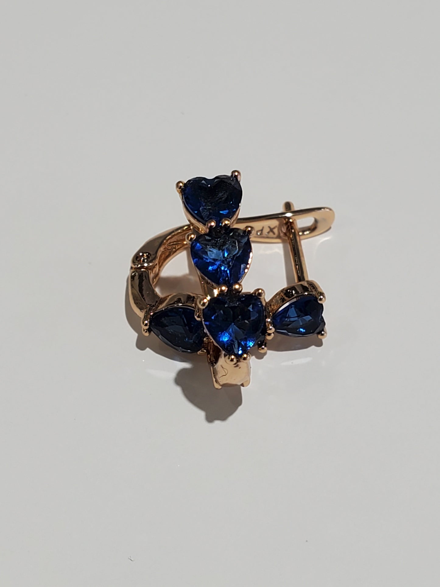 Stainless Steel Gold Plated Triple Heart Leaver-Snap Huggie Hoop Earrings