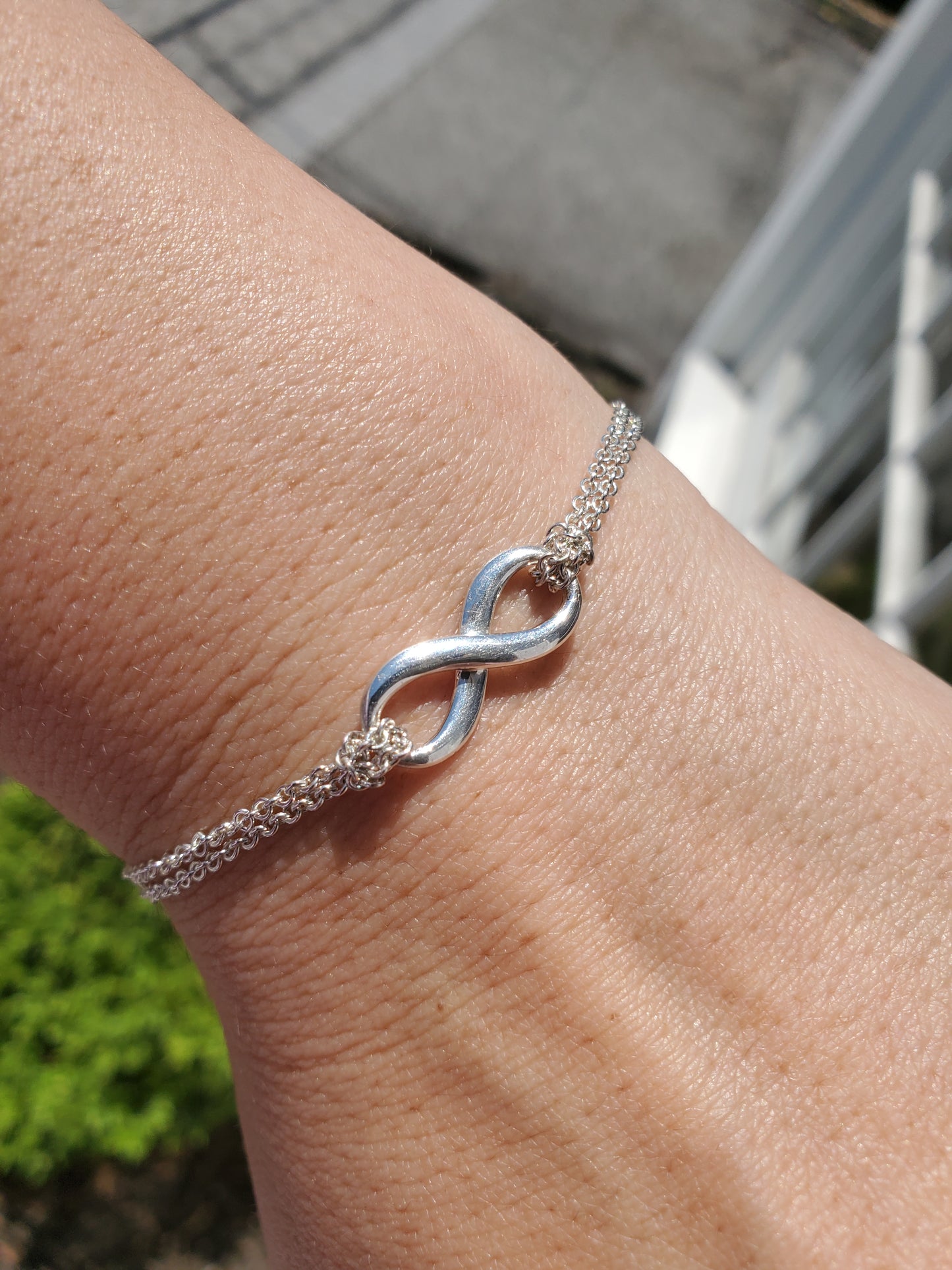 925 Sterling Silver Tiffany & Co. Infinity Double link chain bracelet