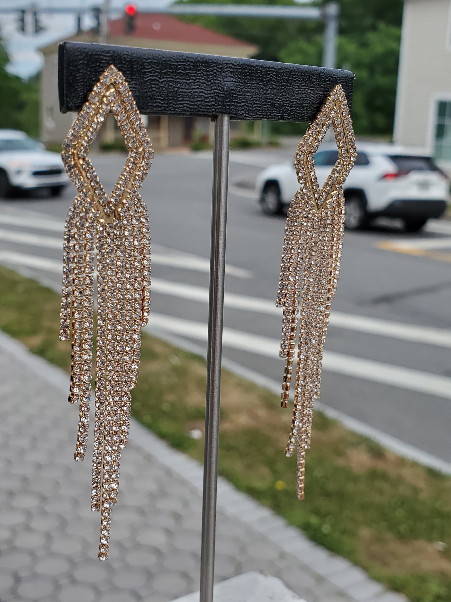 Silver Plated Clear Crystal Chandelier Dangle Earrings