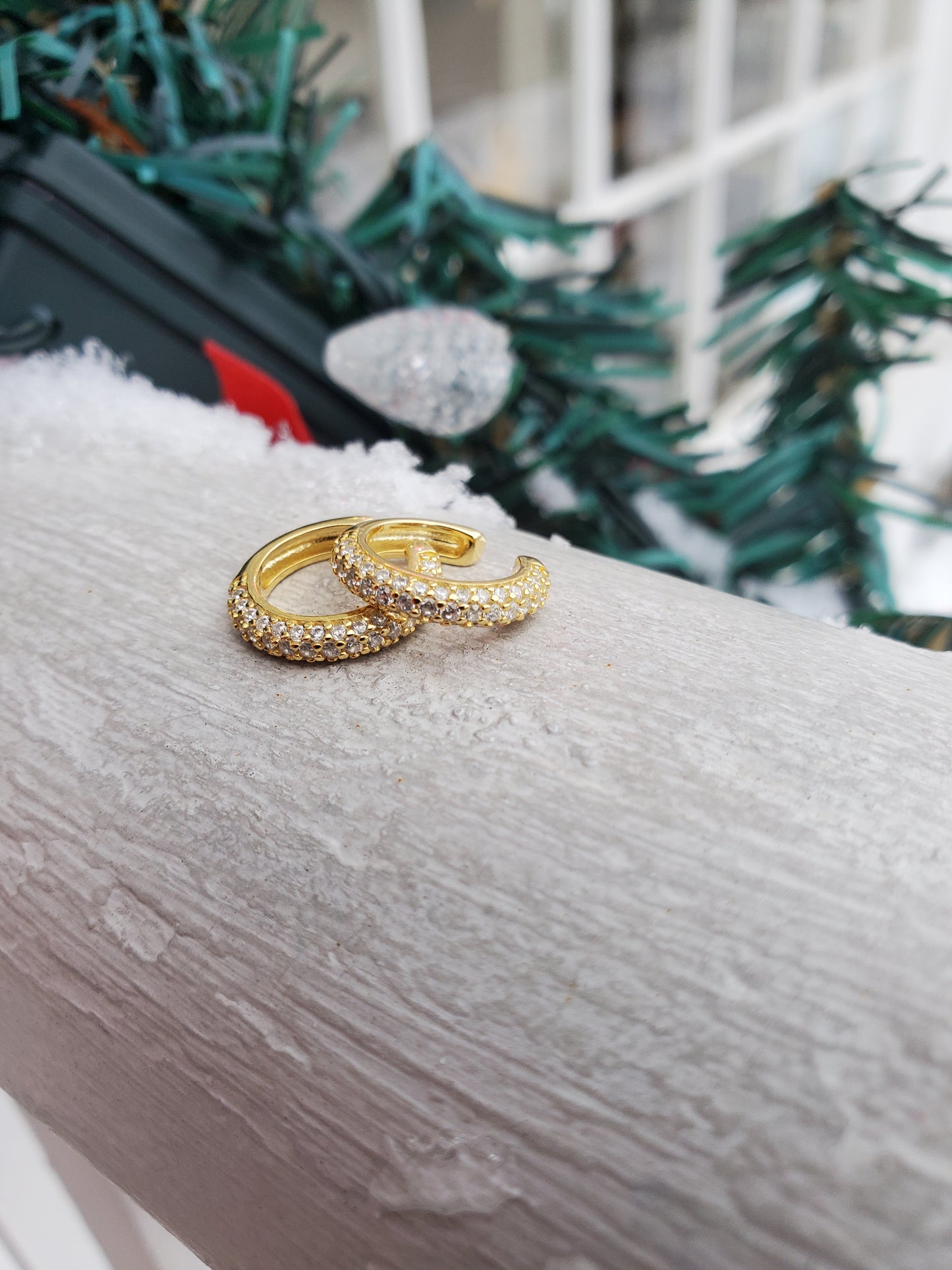 925 Sterling Silver Vermeil Pave Set Zirconia CZ Ear Cuff Earrings