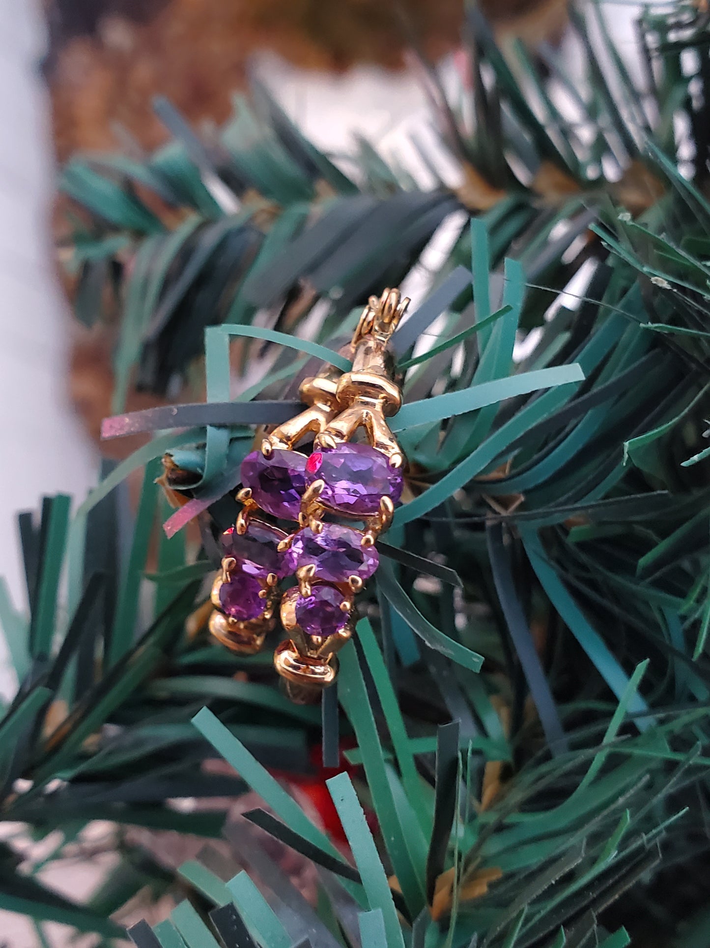 14k Solid Gold Natural Amethyst Hoop Earrings