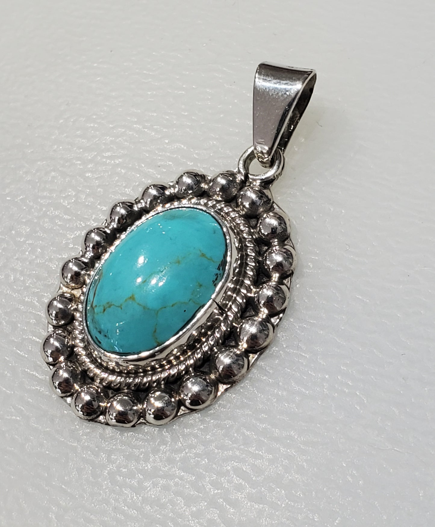 925 Sterling Silver Sleeping Beauty Turquoise Statement Pendant