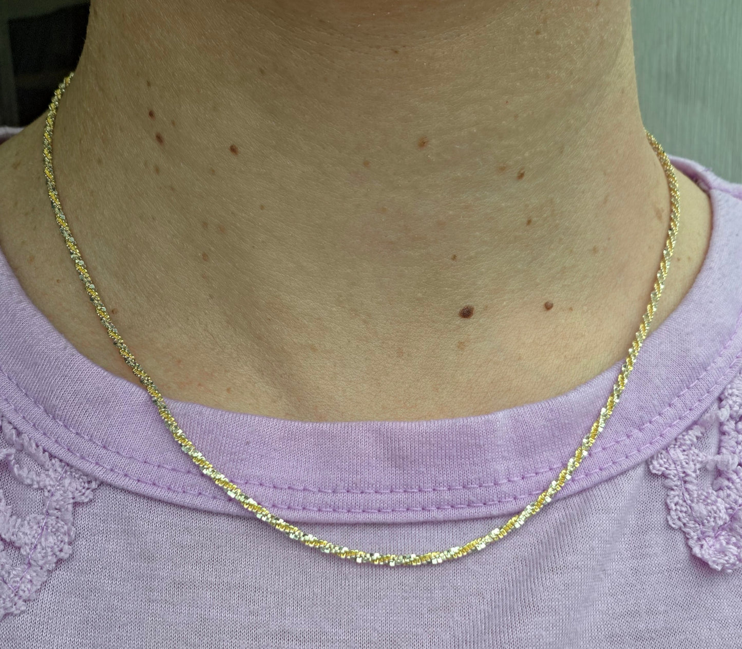 925 Sterling Silver & 18k Gold Vermeil 18" Twisted Rock Chain Necklace