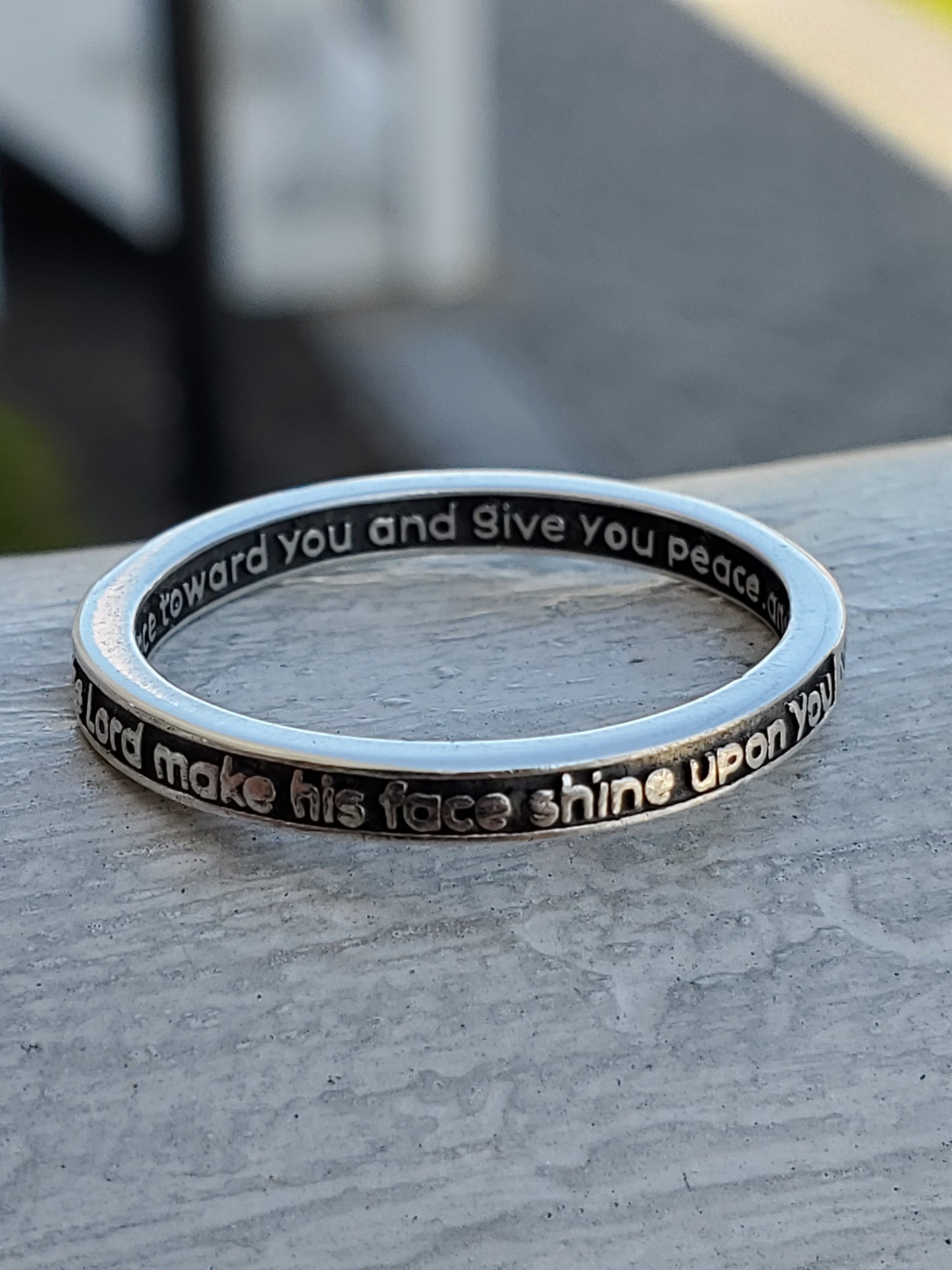925 Sterling Silver Numbers Scripture 6:24-26 Religious Blessing Silver Band Ring