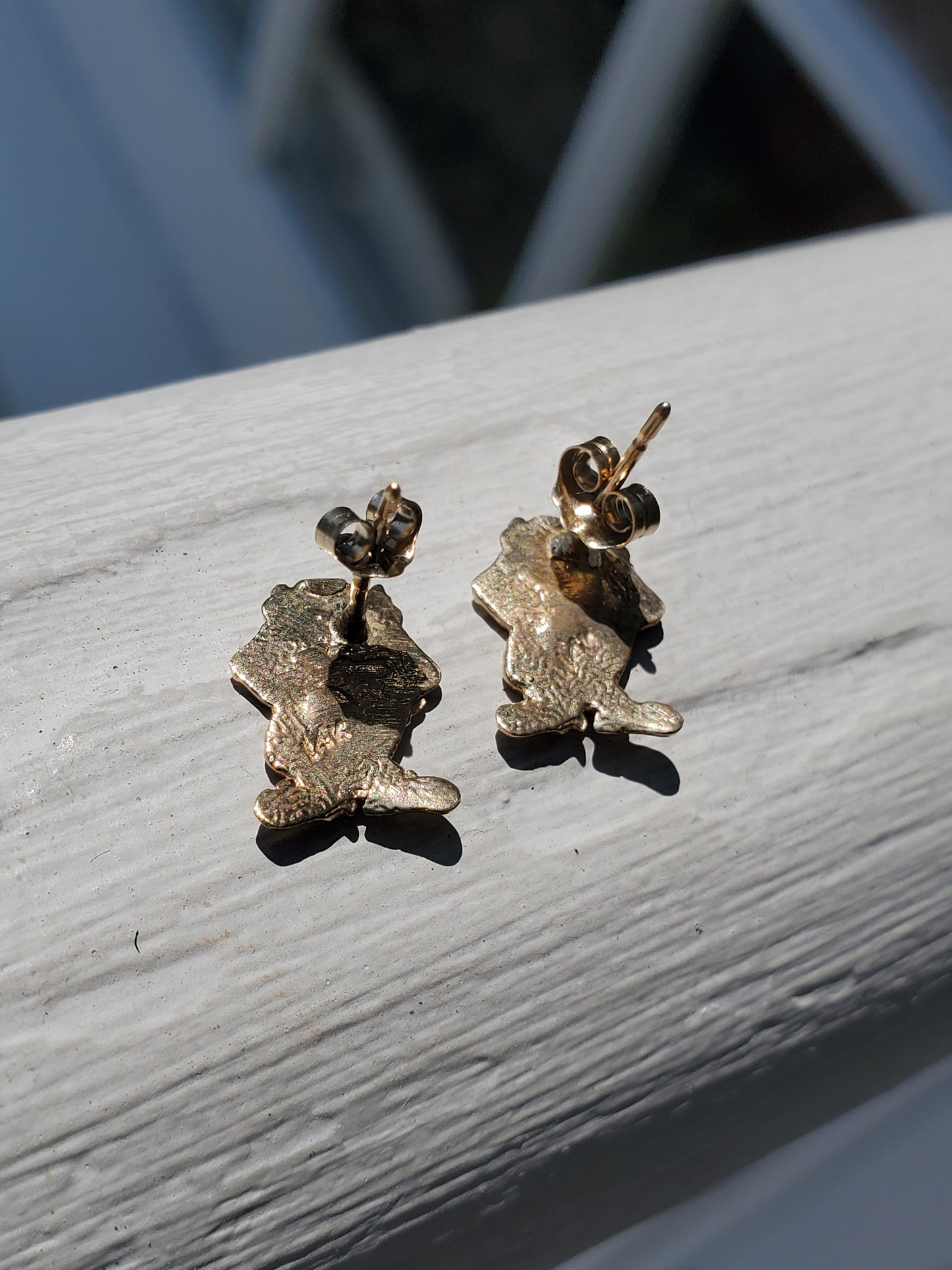 14k Solid Gold Vintage 90's Taz Tazmanian Devil Looney Tunes Charater Stud Earrings