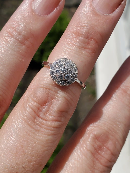 925 Sterling Silver Flower CZ Zirconia Adjustable Toe/ Mid-Finger Ring