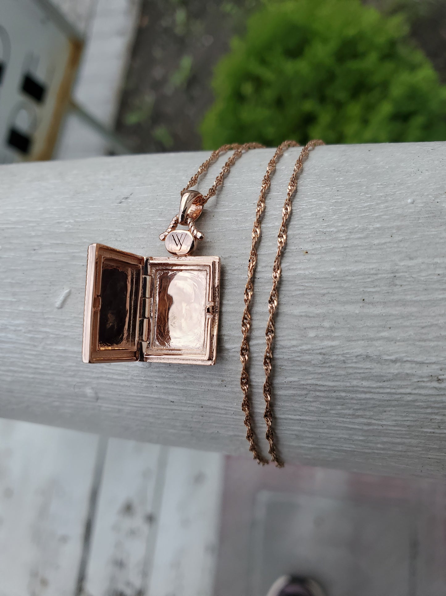 925 Sterling Silver Rose Gold Vermeil Designer WY With You Book Bookish Locket Charm Necklace