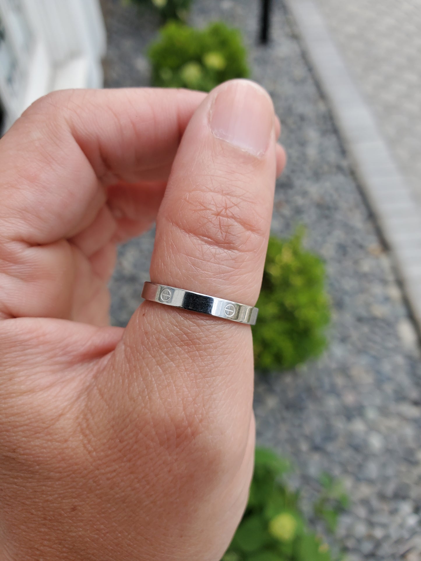 Stainless Steel Thin Love Cartier Style Band Ring