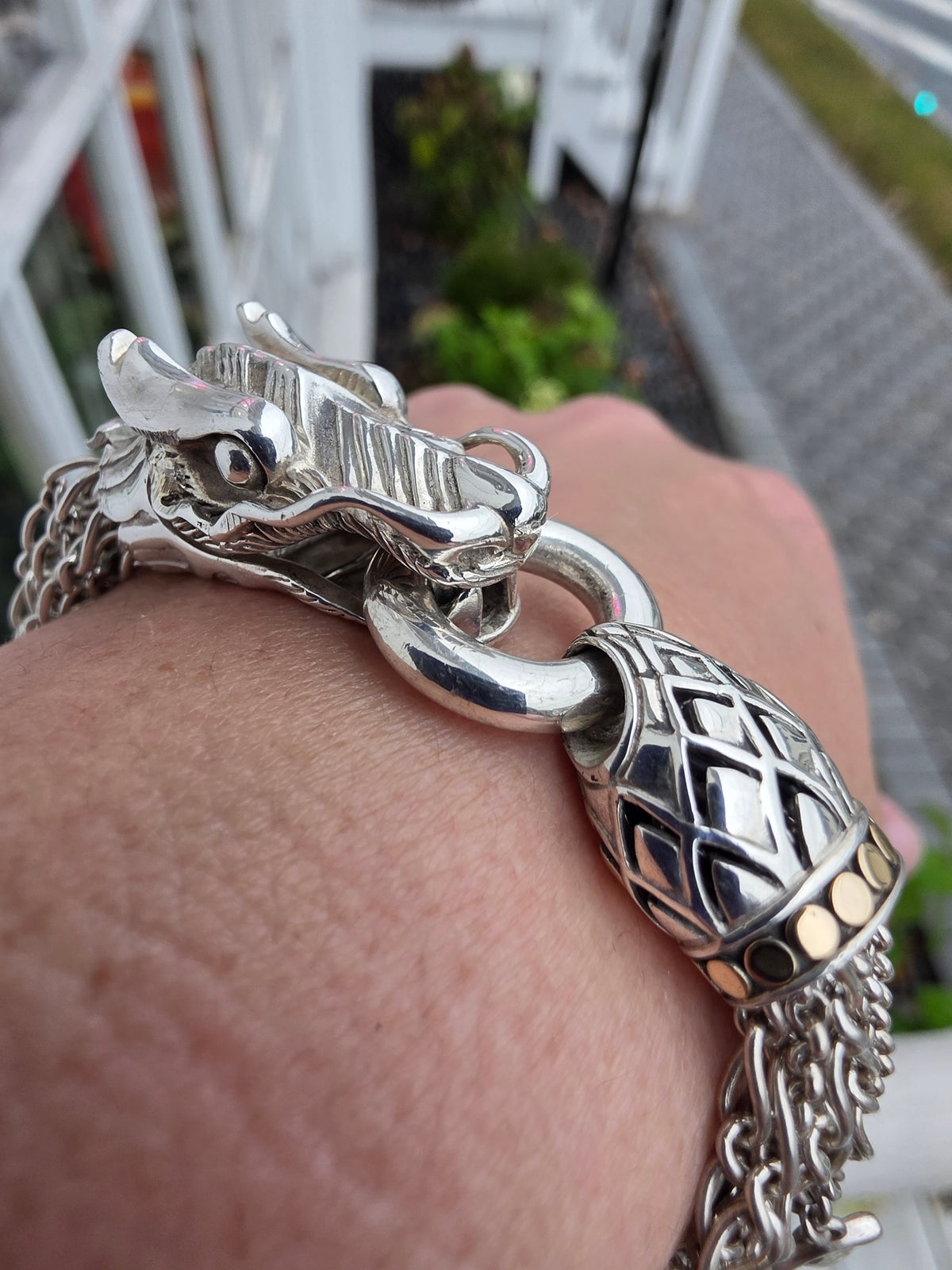 925 Sterling Silver & 18k Gold Designer John Hardy Naga Dragon Multi-Strand Bracelet