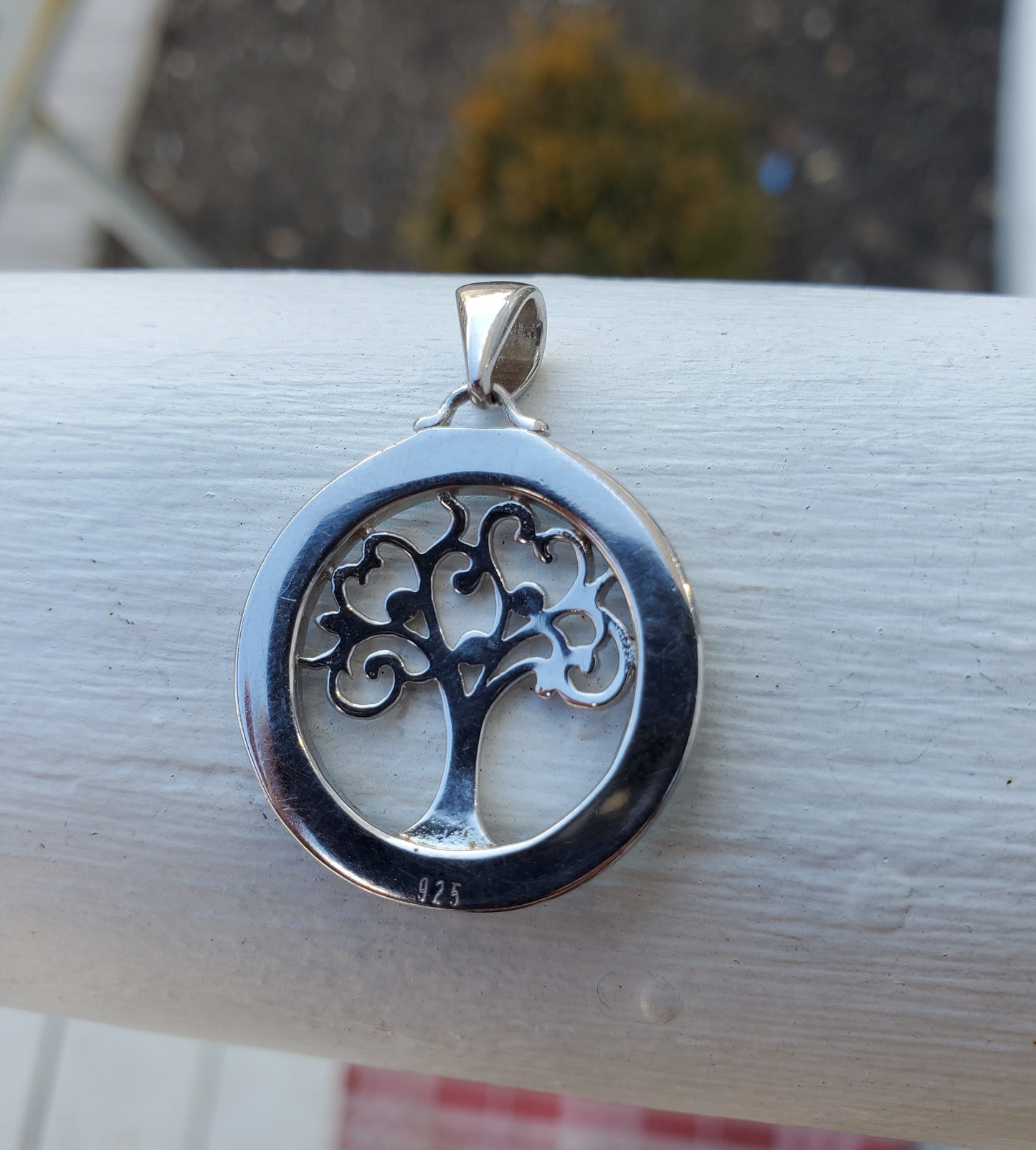 925 Sterling Silver Blue Opal Family Tree of Life Pendant Charm