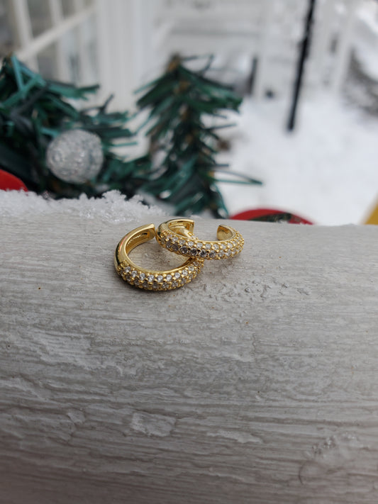 925 Sterling Silver Vermeil Pave Set Zirconia CZ Ear Cuff Earrings