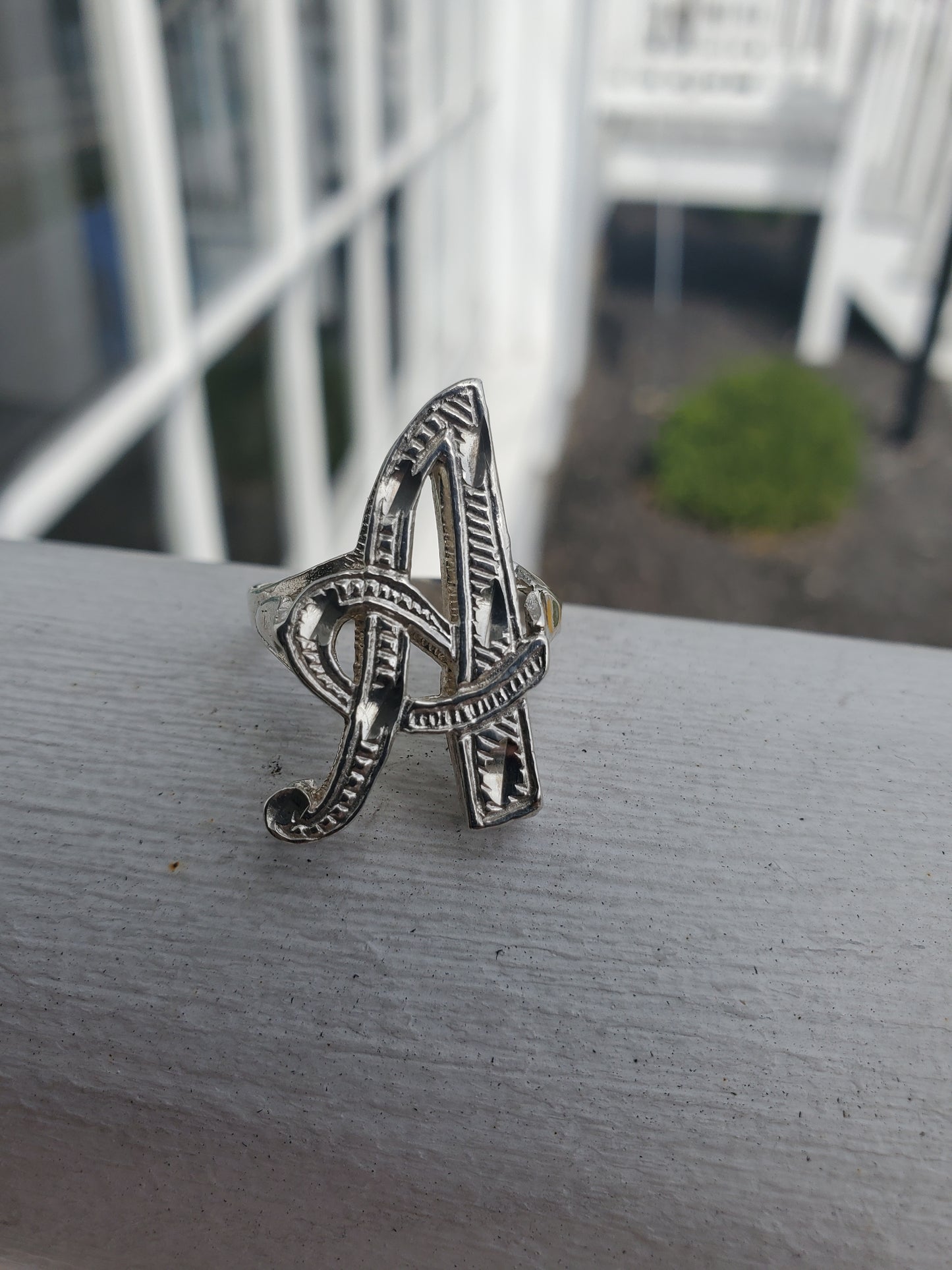Sterling Silver Vintage Double Plated A Initial Ring sz:8