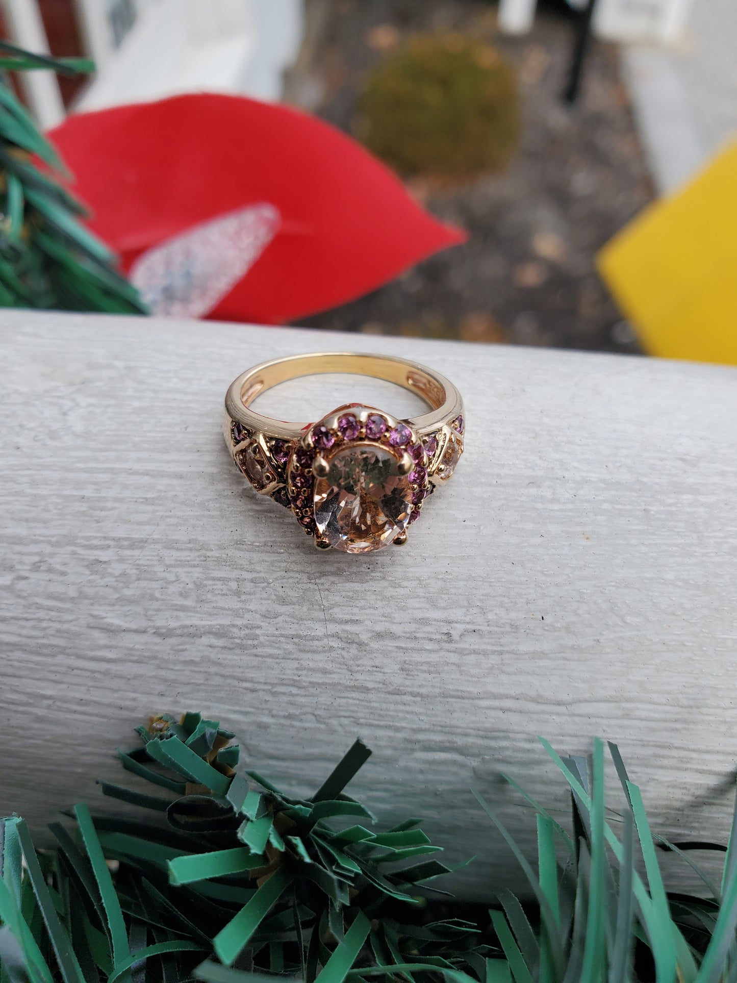 925 Sterling Silver Rose Vermeil Morganite & Pink Tourmaline Cluster Ring