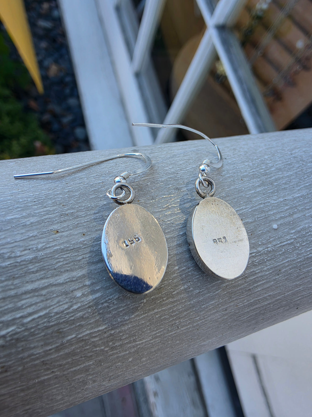 950 Silver Copper Turquoise French Earwire Dangle Earrings