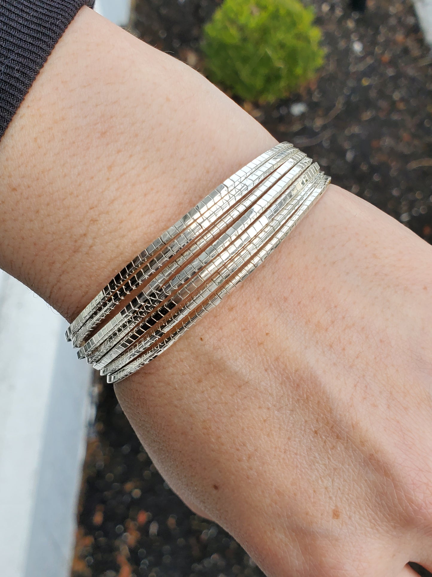 925 Sterling Silver 7-Strand Snake Chain Link Bracelet