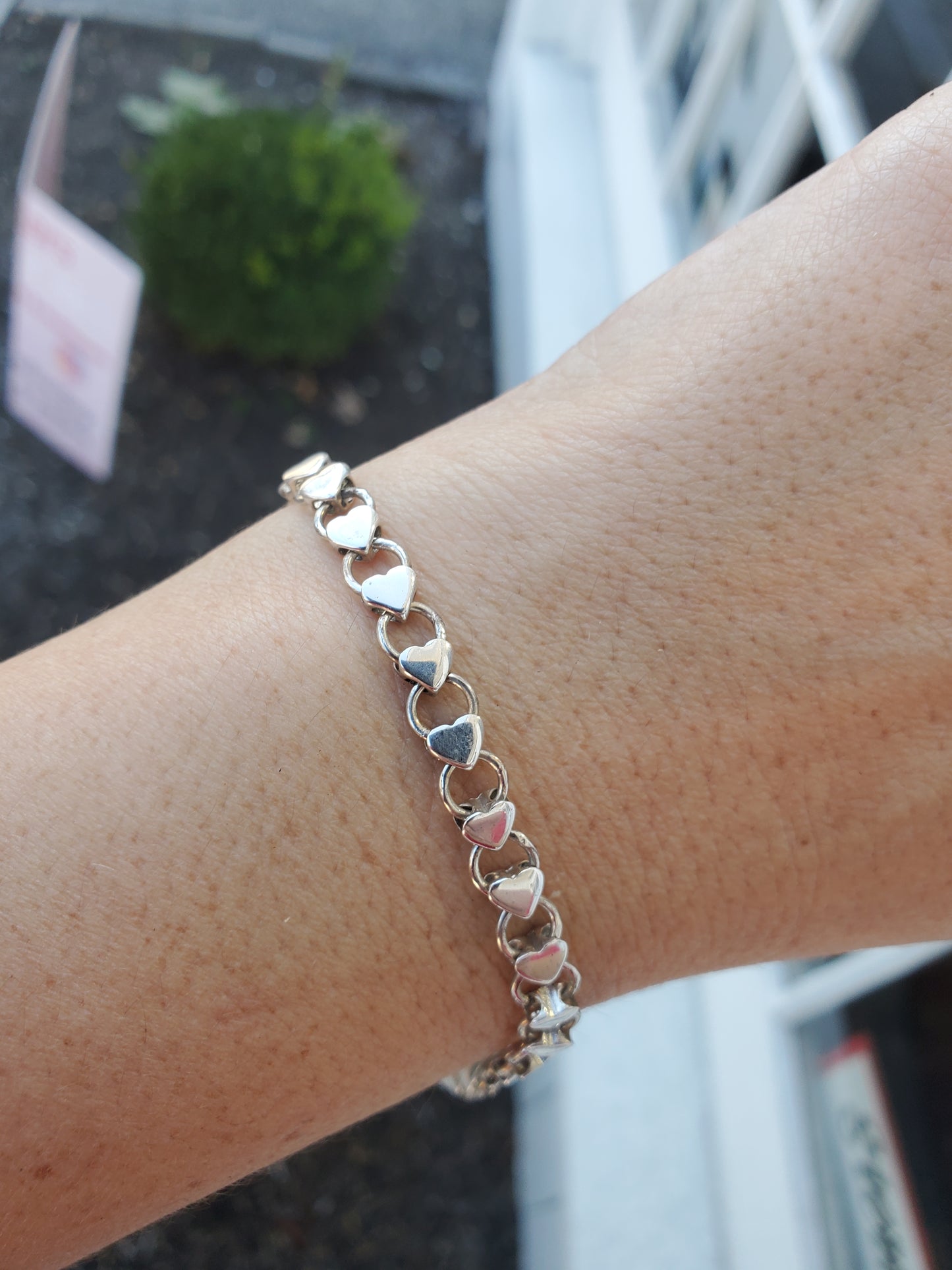925 Sterling Silver Love ❤️ Links Chain Link Bracelet