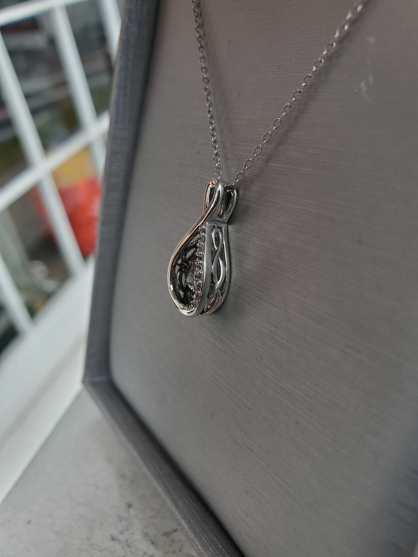 925 Sterling Silver Infinite Love Floating White Topaz Pendant Necklace
